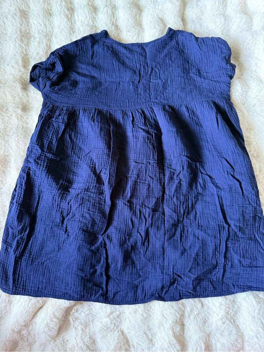 Navy Cotton Gauze women's coverup dress